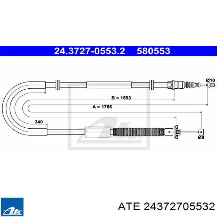 Трос ручного гальма задній, лівий 24372705532 ATE