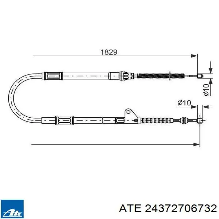 Трос стоянкового гальма передній ATE 24372706732 ціна, від 18.95 USD