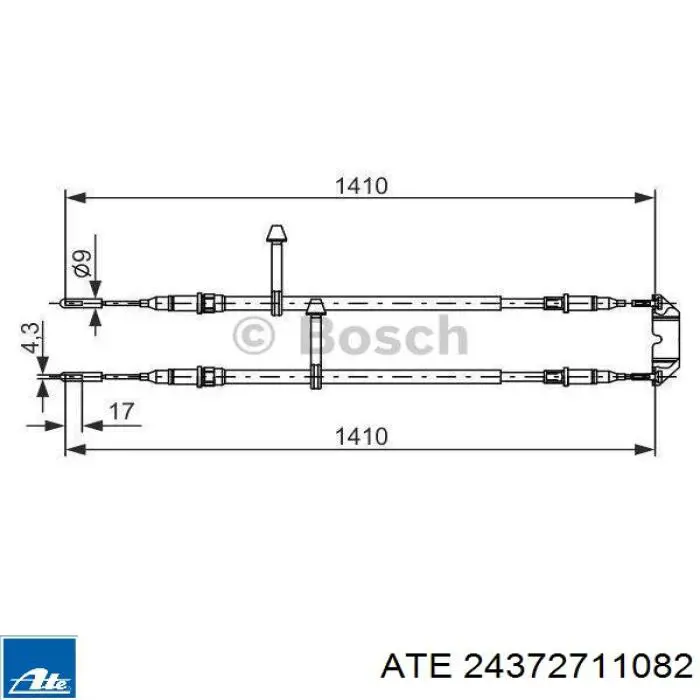 Трос ручного гальма задній, правий/лівий ATE 24372711082 ціна, від 23.25 USD