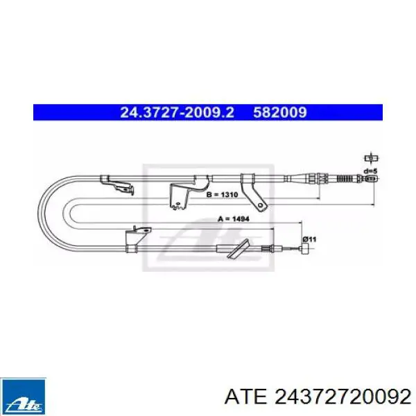 Трос стоянкового гальма задній лівий ABS K18983 ціна, від 8.73 USD