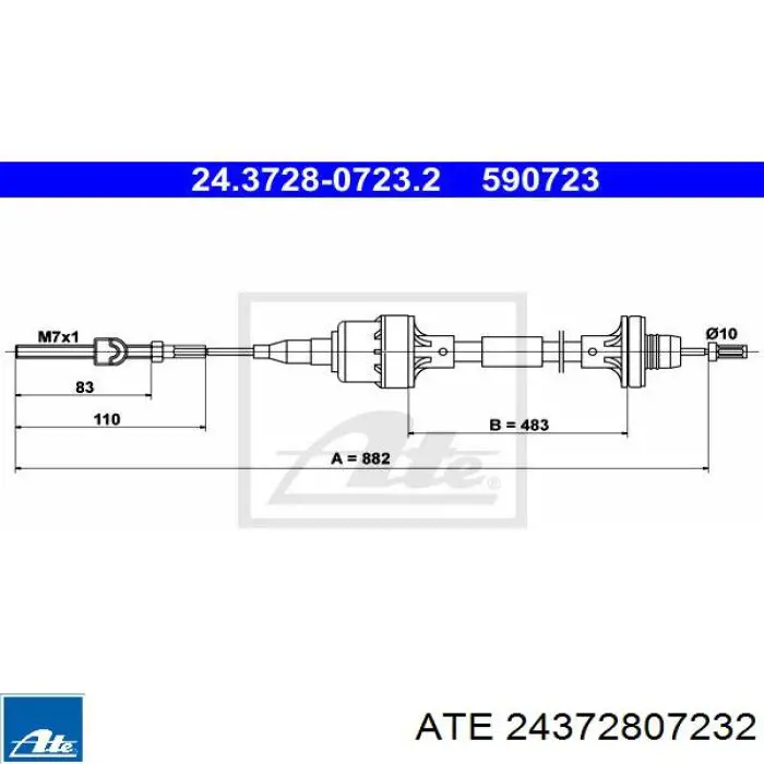 Трос зчеплення 24372807232 ATE