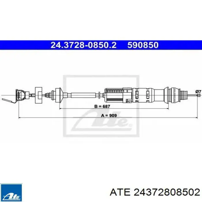 24372808502 ATE Трос зчеплення
