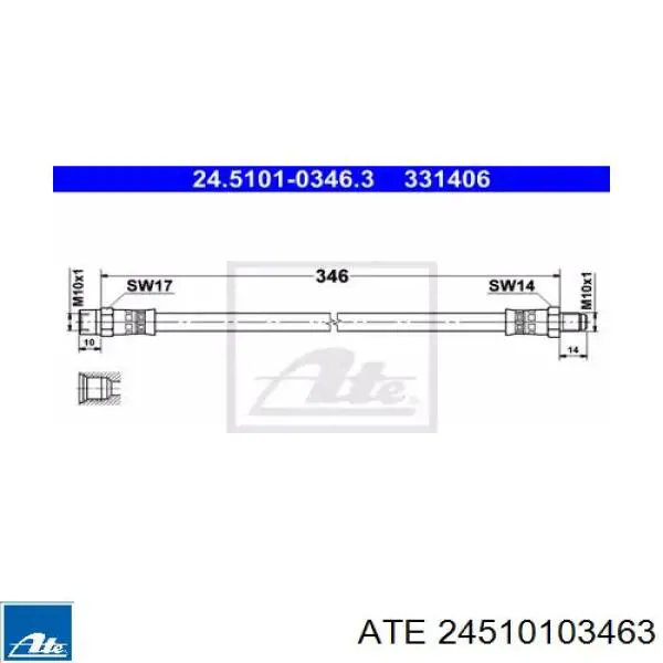 Шланг гальмівний передній 24510103463 ATE