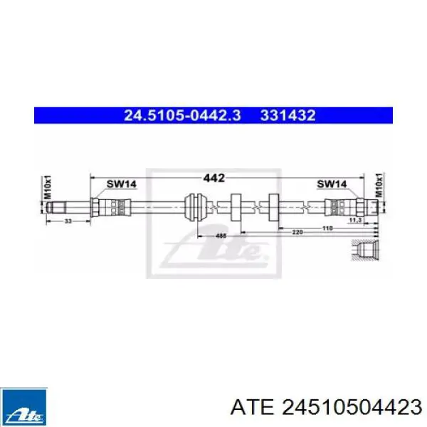 Шланг гальмівний передній 24510504423 ATE
