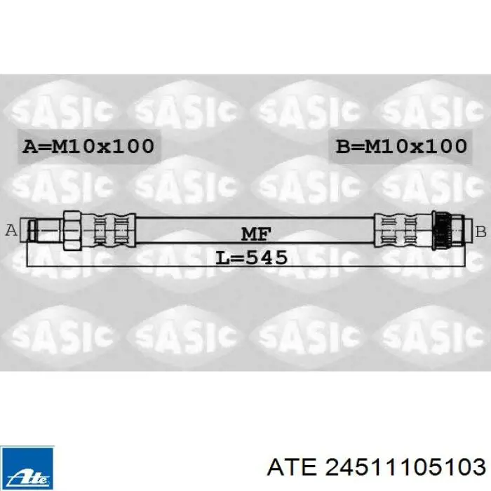 Шланг гальмівний передній ATE 24511105103 ціна, від 8.54 USD
