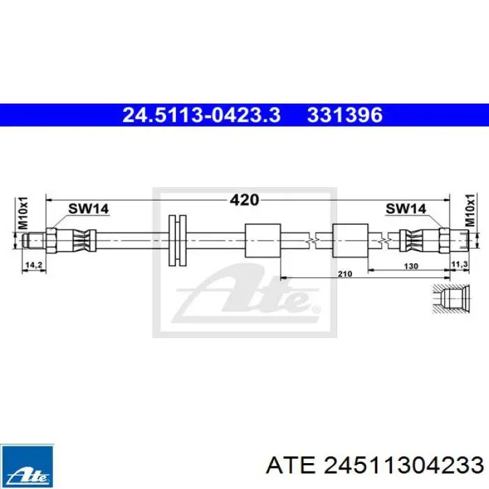 Шланг гальмівний передній 24511304233 ATE