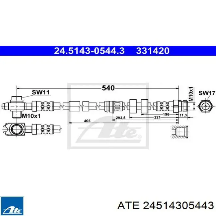 6T48463 Samko Гнучка гальмівна трубка передня