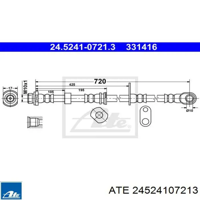 Шланг гальмівний передній, лівий Delphi LH7244 ціна, від 14.87 USD
