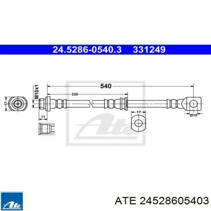 Шланг гальмівний задній 24528605403 ATE
