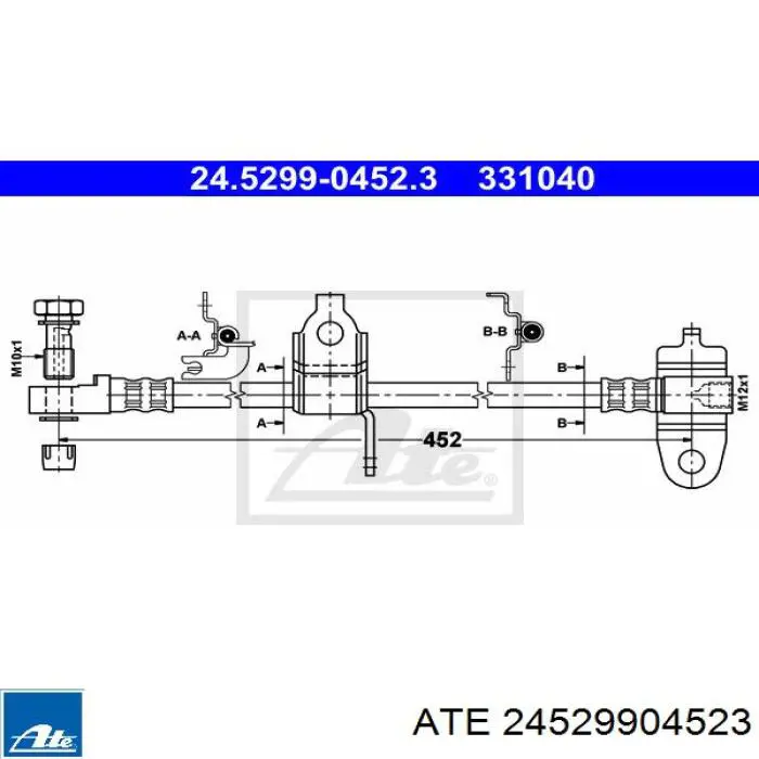 Шланг гальмівний передній, правий 24529904523 ATE