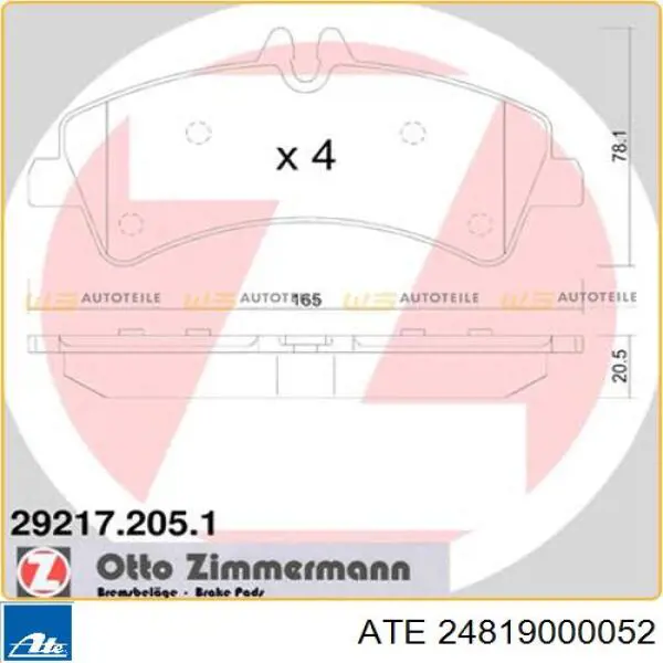 Датчик зносу гальмівних колодок, задній 24819000052 ATE
