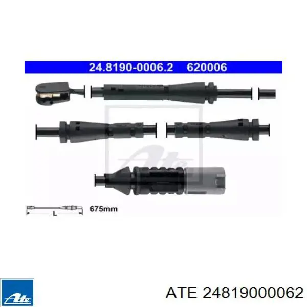 Датчик зносу гальмівних колодок, передній 24819000062 ATE