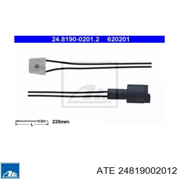 Датчик зносу гальмівних колодок, передній 24819002012 ATE