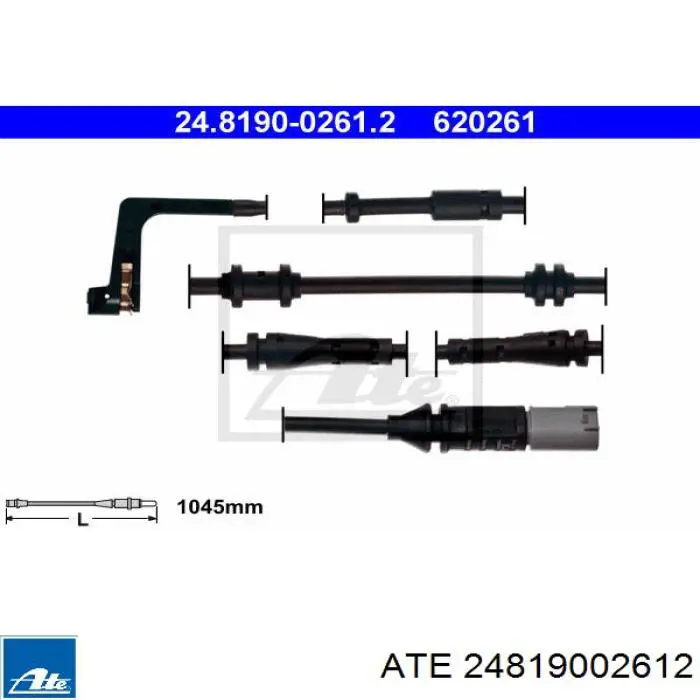 Датчик зносу гальмівних колодок, задній 24819002612 ATE