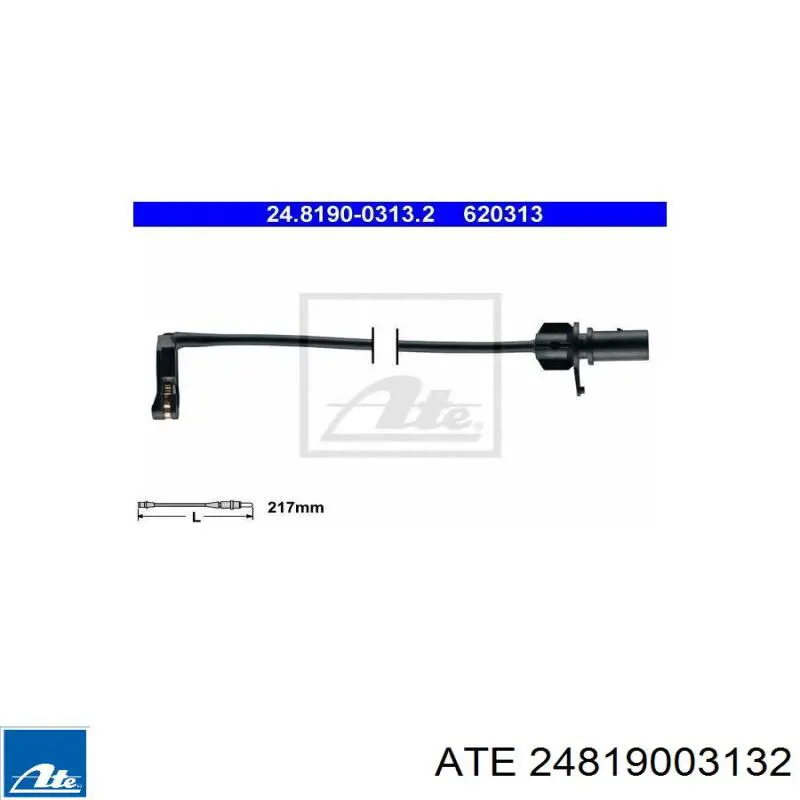 Датчик зносу гальмівних колодок, задній 24819003132 ATE