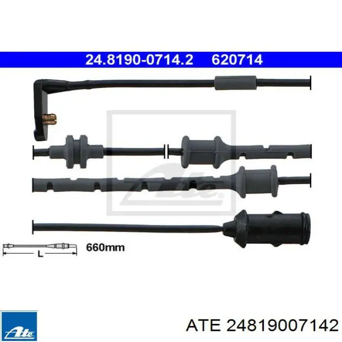 Датчик зносу гальмівних колодок, передній 24819007142 ATE
