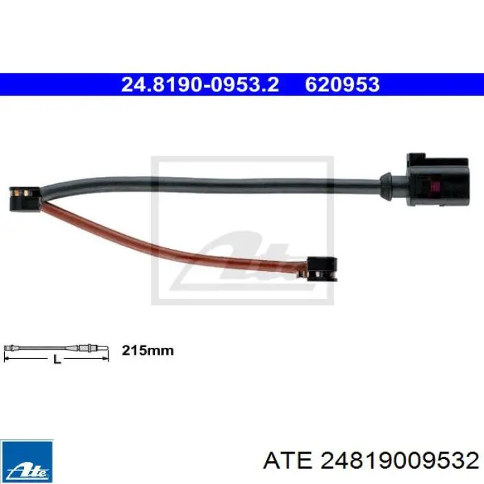 Датчик зносу гальмівних колодок, задній 24819009532 ATE