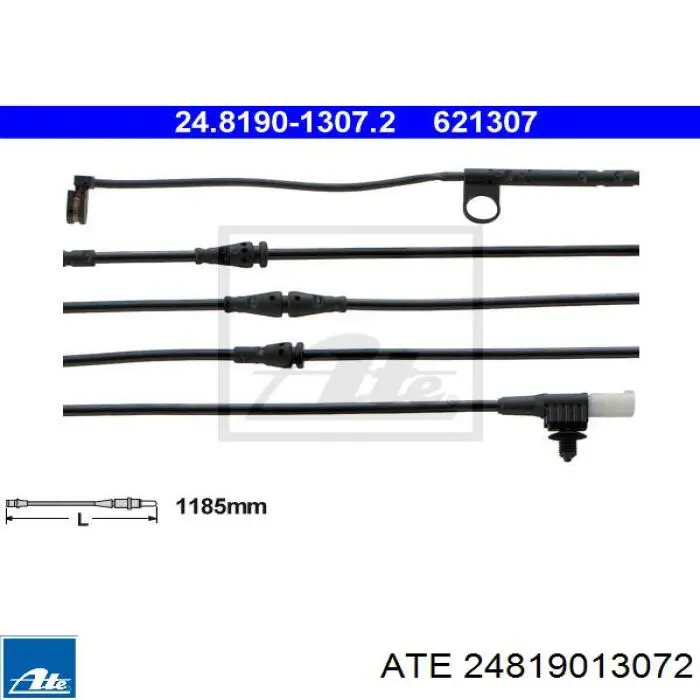 Датчик зносу гальмівних колодок, передній 24819013072 ATE