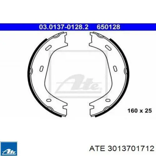 Колодки ручника/стоянкового гальма 3013701712 ATE