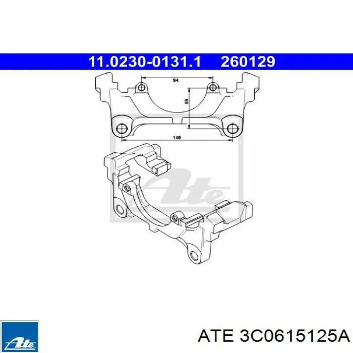 Скоба супорту переднього 3C0615125A ATE