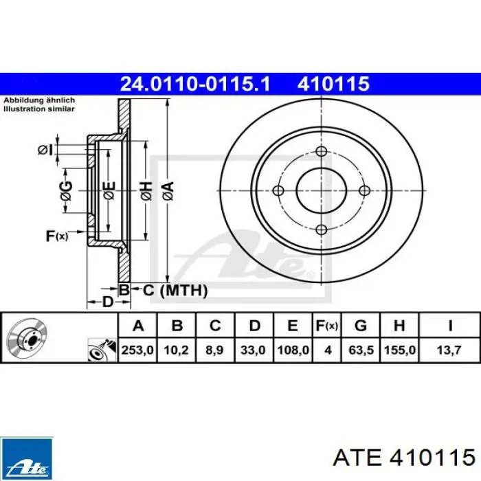 Гальмівні диски 410115 ATE