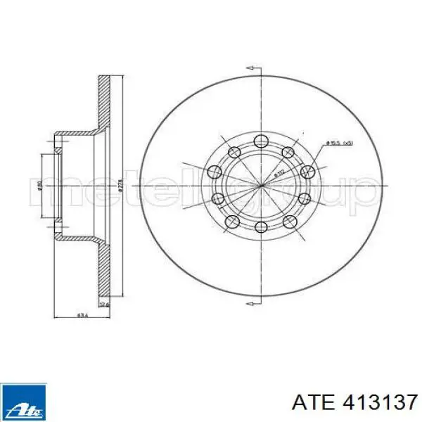 Диск гальмівний передній 413137 ATE