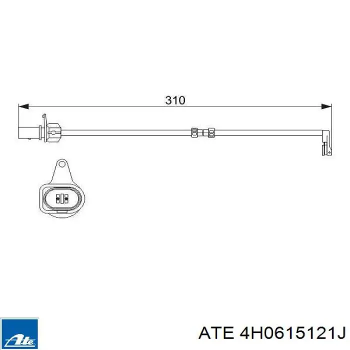 Датчик зносу гальмівних колодок, передній 4H0615121J ATE