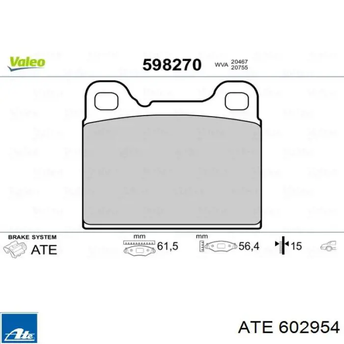 Колодки гальмові задні, дискові 602954 ATE