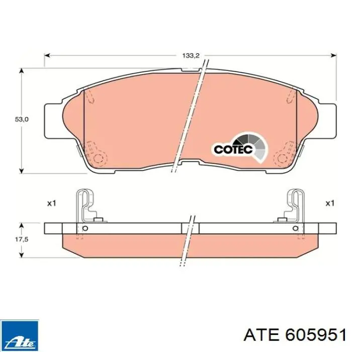Передні тормозні колодки 605951 ATE