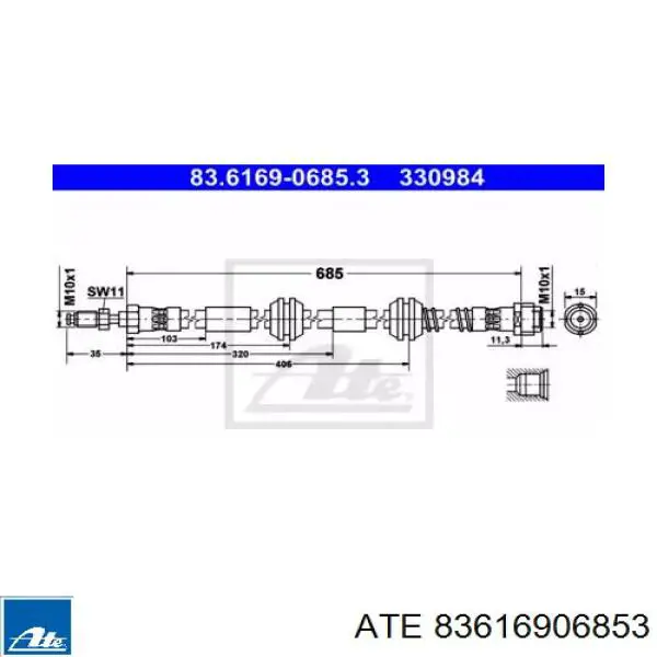 Шланг гальмівний передній 83616906853 ATE