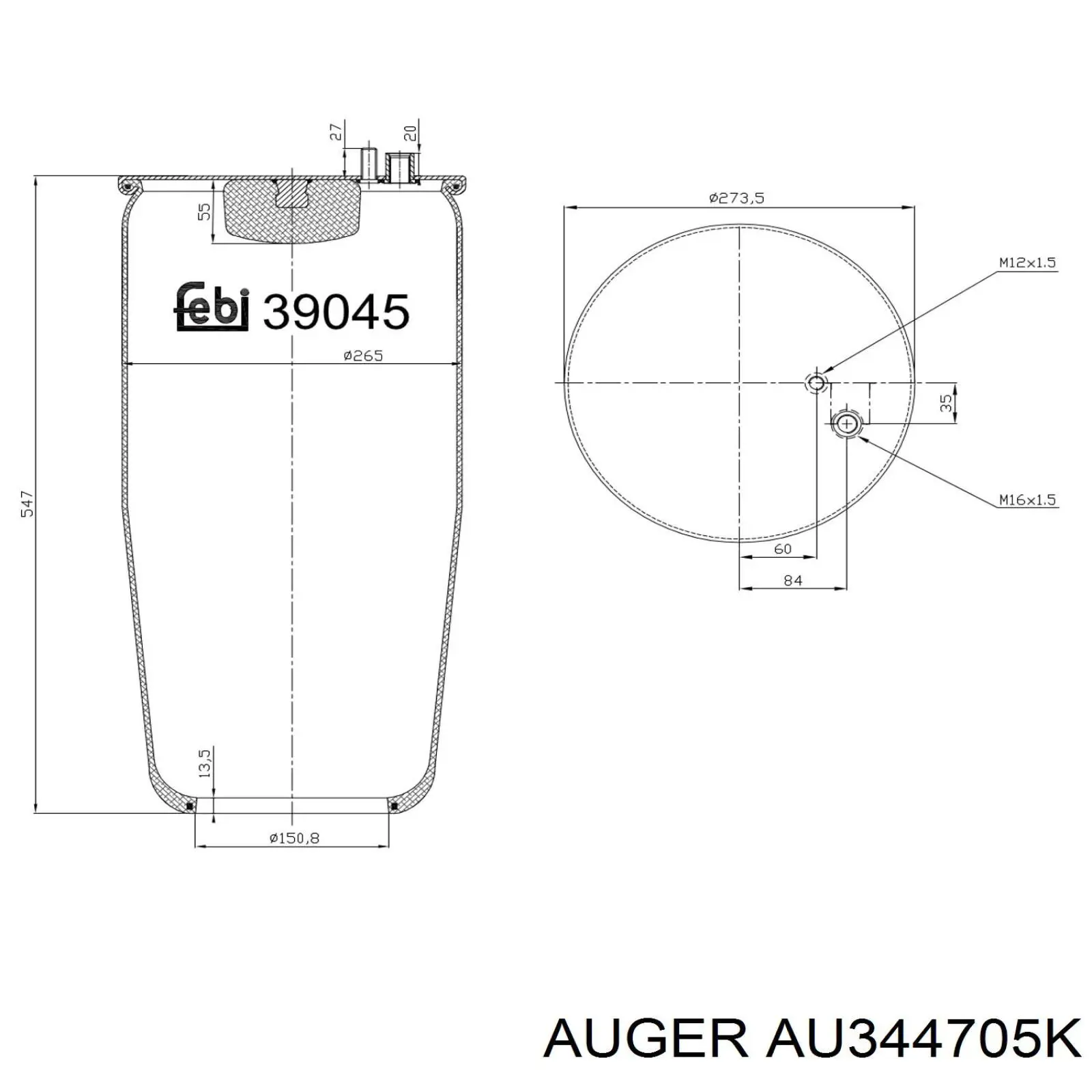 Пневмоподушка/Пневморессора моста MAN 81436006039 ціна, від 53.54 USD