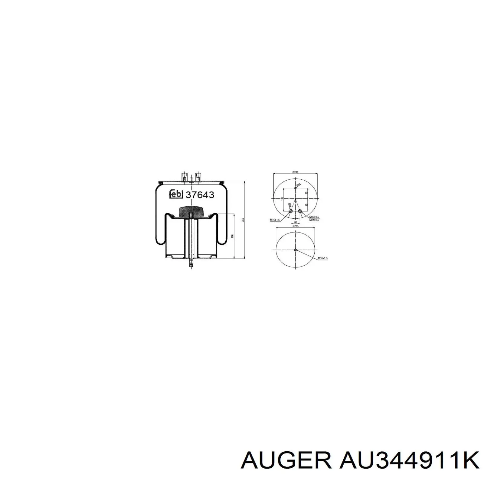 Пневмоподушка/Пневморессора моста заднього AU344911K Auger