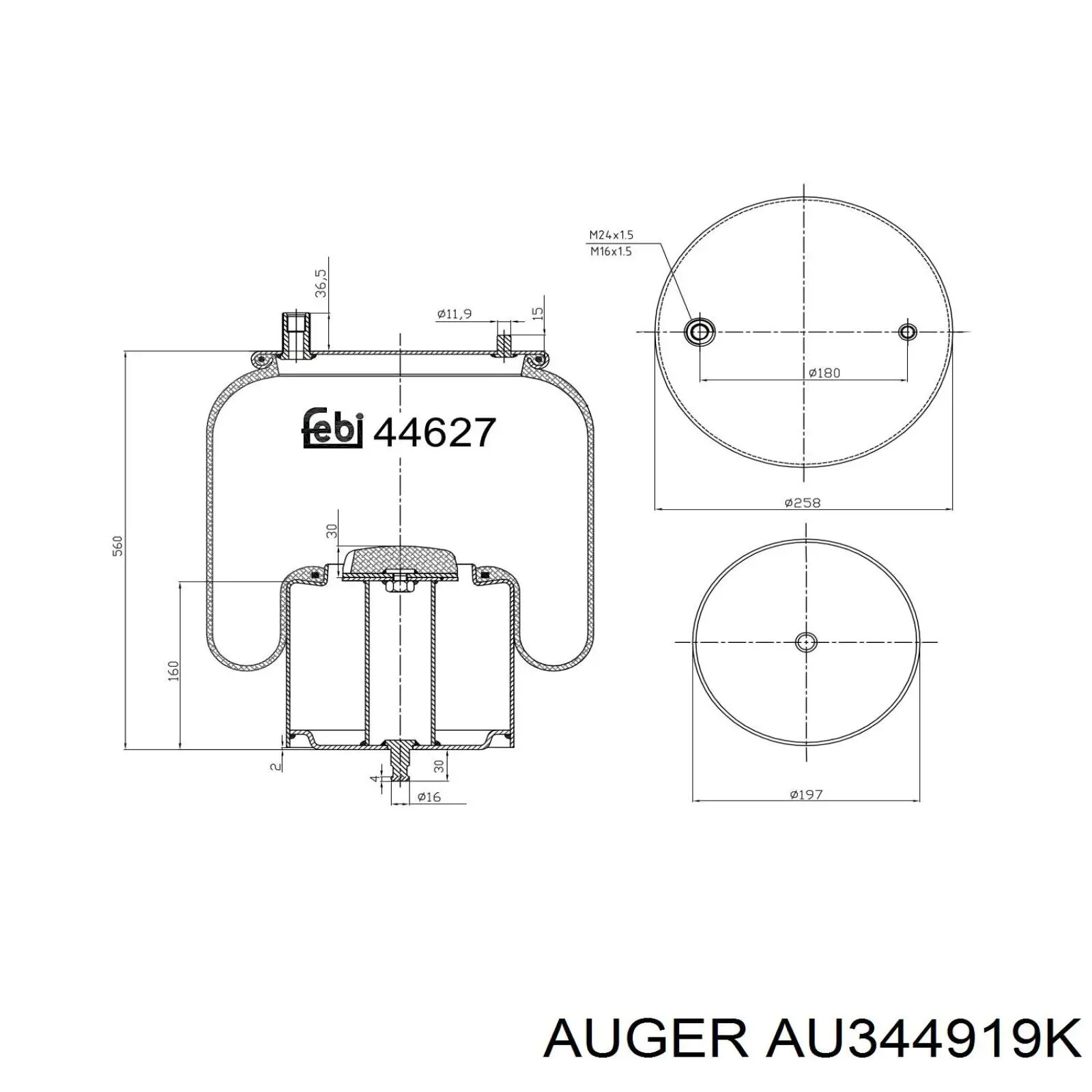 Пневмоподушка/Пневморессора моста переднього RML75020C Blacktech