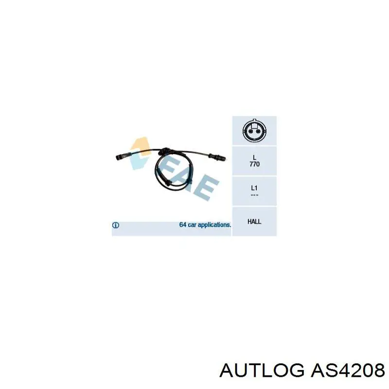 Купити AS4208 Autlog Датчик АБС (ABS) передній