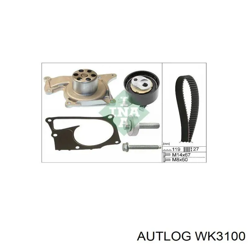 Комплект ГРМ Autlog WK3100 ціна, від 114.09 USD