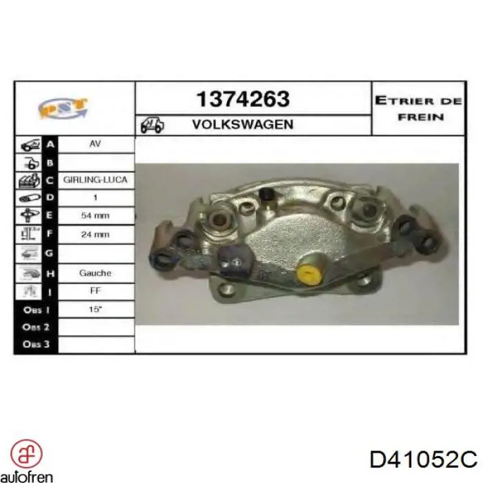 Ремкомплект супорту гальмівного переднього Autofren D41052C ціна, від 14.33 USD