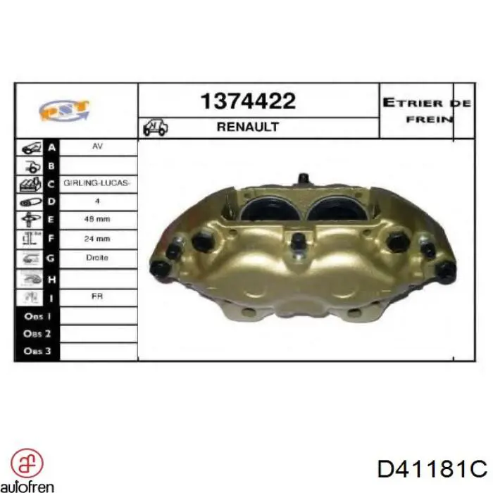Купити D41181C Autofren Ремкомплект переднього супорту