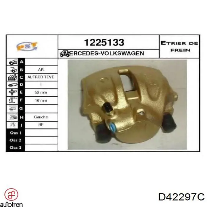 Купити D42297C Autofren Супорт гальмівного, заднього