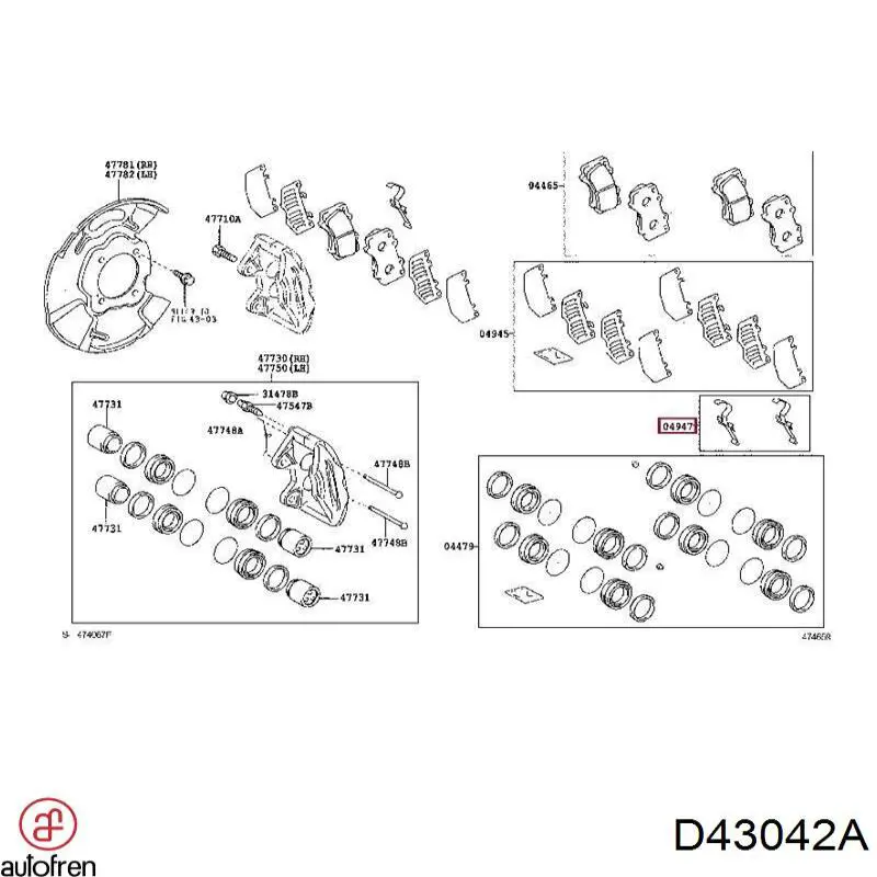 Купити D43042A Autofren Ремкомплект гальмівних колодок