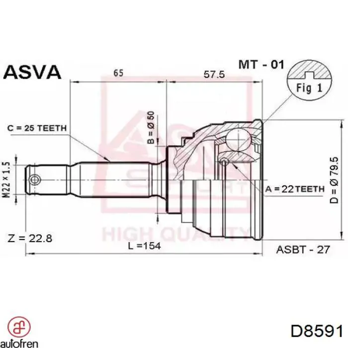 D8591 Autofren Пильник ШРКШ внутрішній, передній півосі