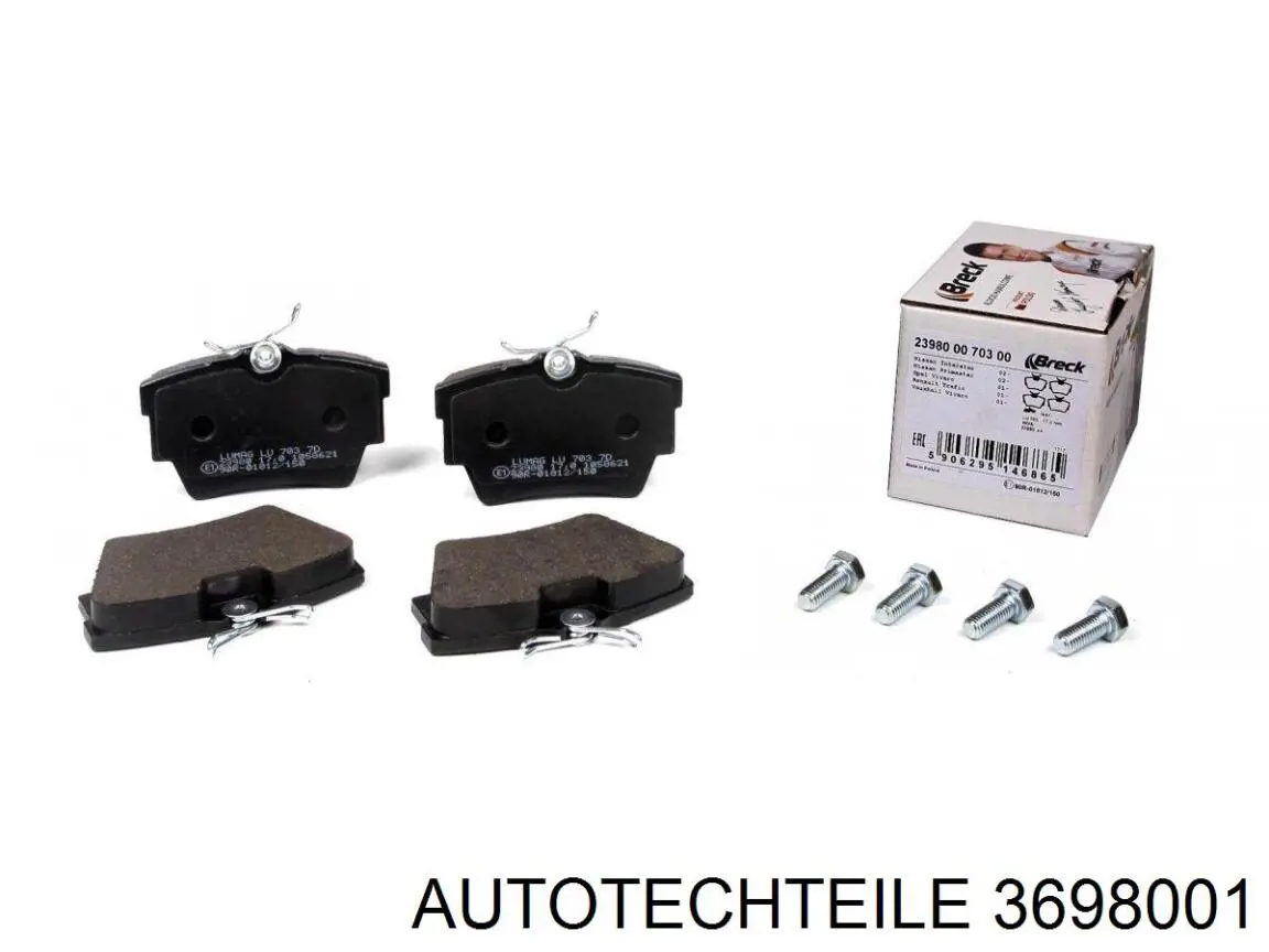 3698001 Autotechteile Колодки гальмівні задні, дискові