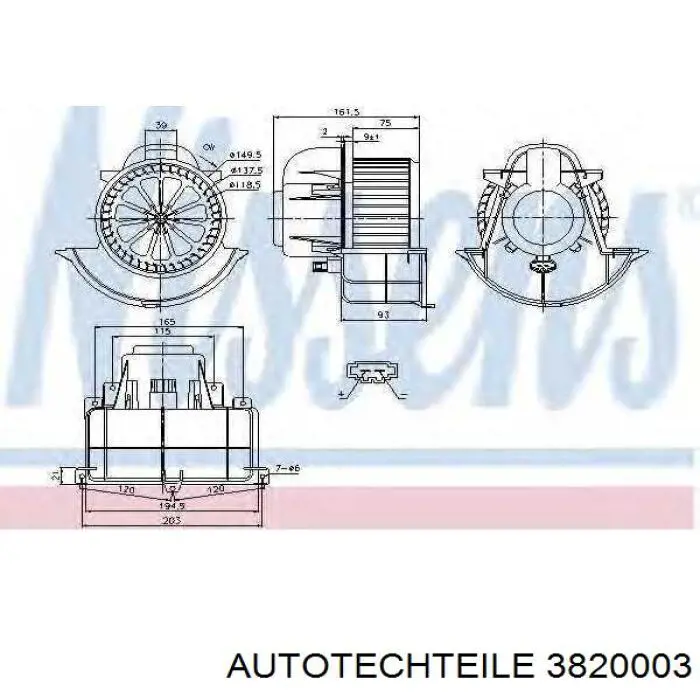 Двигун вентилятора пічки (обігрівача салону) Autotechteile 3820003 ціна, від 57.26 USD