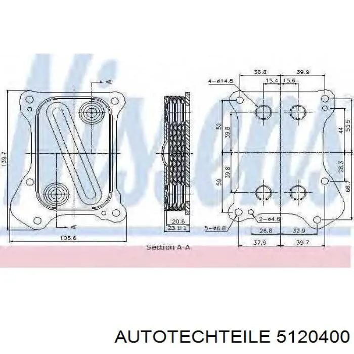 Радіатор масляний Autotechteile 5120400 ціна, від 24.66 USD