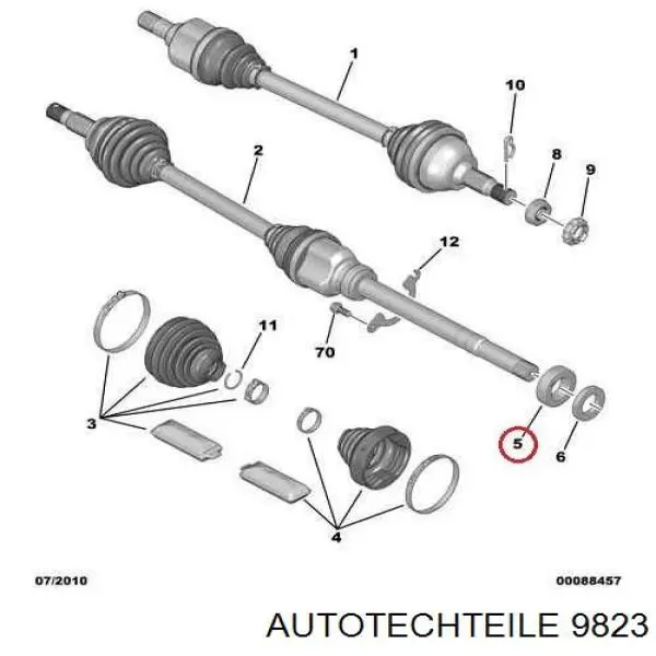 Підвісний підшипник карданного валу Autotechteile 9823 ціна, від 5.26 USD