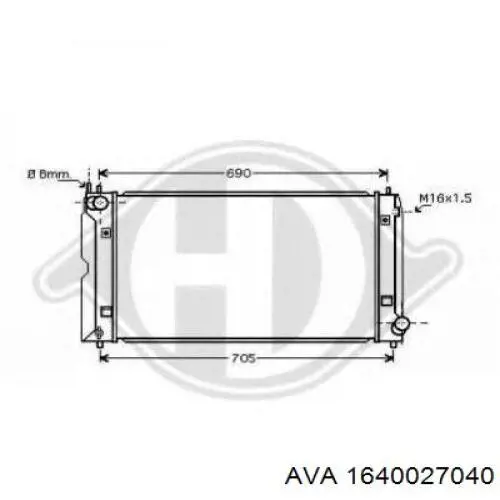 Радіатор охолодження двигуна 1640027040 AVA