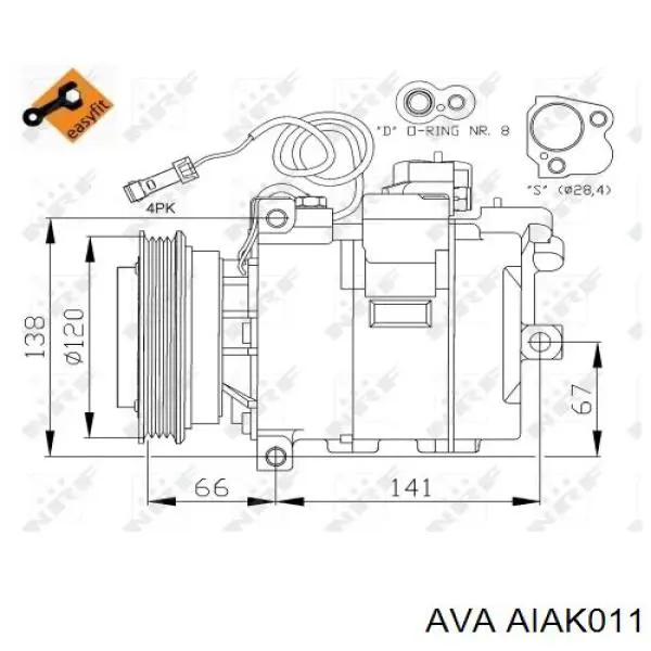 Компресор системи кондиціювання AVA AIAK011 ціна, від 131.27 USD