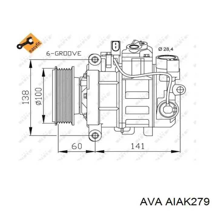 Компресор кондиціонера AIAK279 AVA