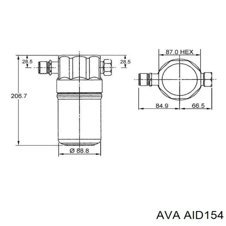 Ресивер-осушувач кондиціонера AVA AID154 ціна, від 19.00 USD