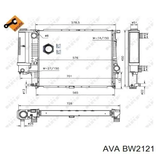 BW2121 AVA радіатор охолодження двигуна
