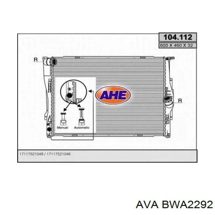 Купити BWA2292 AVA Радіатор двигуна